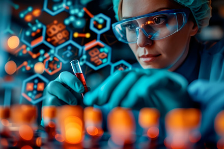 Researcher Analyzing blood Samples i, a Health & Medical Photo by angellodeco