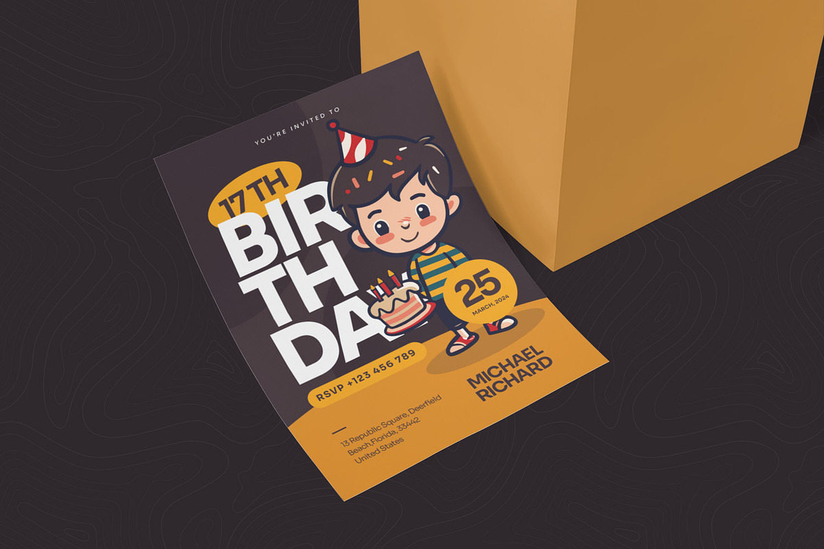 Boy Birthday Invitation, an Invitation Template by Esensifiksi.studio (Photo 2 of 2)