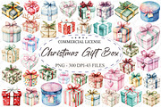 Whimsical Christmas Gift Box Clipart, an Illustration by designcity5 (Thumbnail 1 of 5)