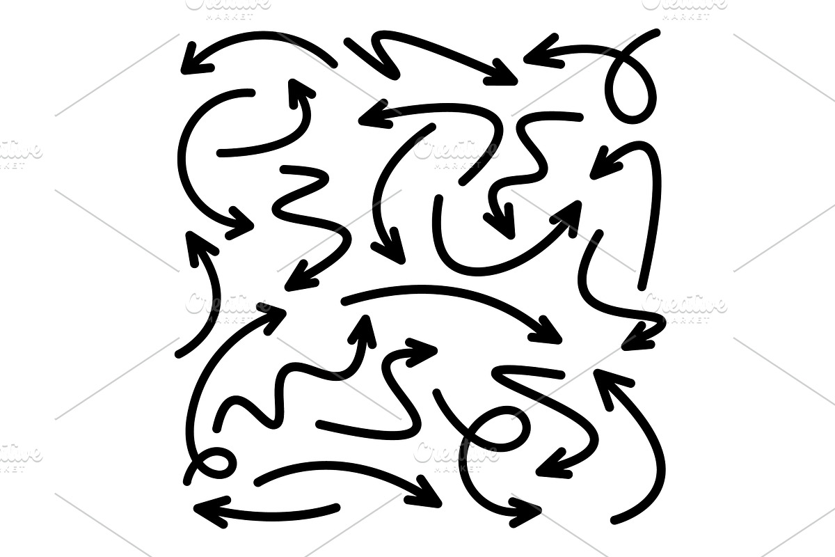 Black Hand Drawn Arrows Set on White, an Illustration by 32pixels