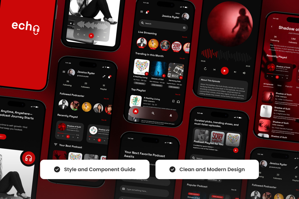 Echo – Modern Podcast Streaming App, an App Template by productype1 (Photo 3 of 5)