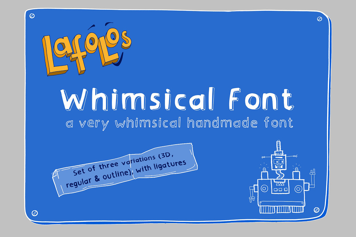 LAFOLOs Whimsical Font 3D, a Sans Serif Font by LAFOLO (Photo 1 of 5)