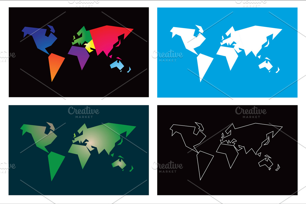 Minimalist World Map ~ 4 Styles, an Illustration by digitalassets (Photo 2 of 2)
