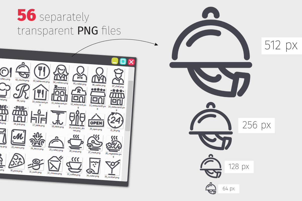 Restaurant Line Icons Set, an Outline Icon by Voysla's Shop (Photo 3 of 4)