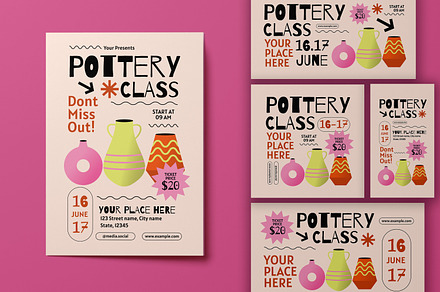 Cream Gradient Pottery Class Flyer