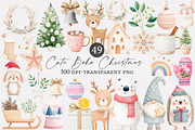 Cute Boho Christmas Watercolor Clipa, an Illustration by Designworld (Thumbnail 2 of 5)