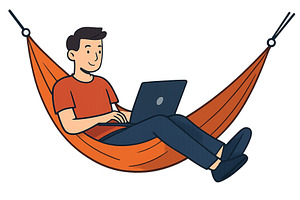 Man relaxing in orange hammock, a Person Illustration by ZinetroN