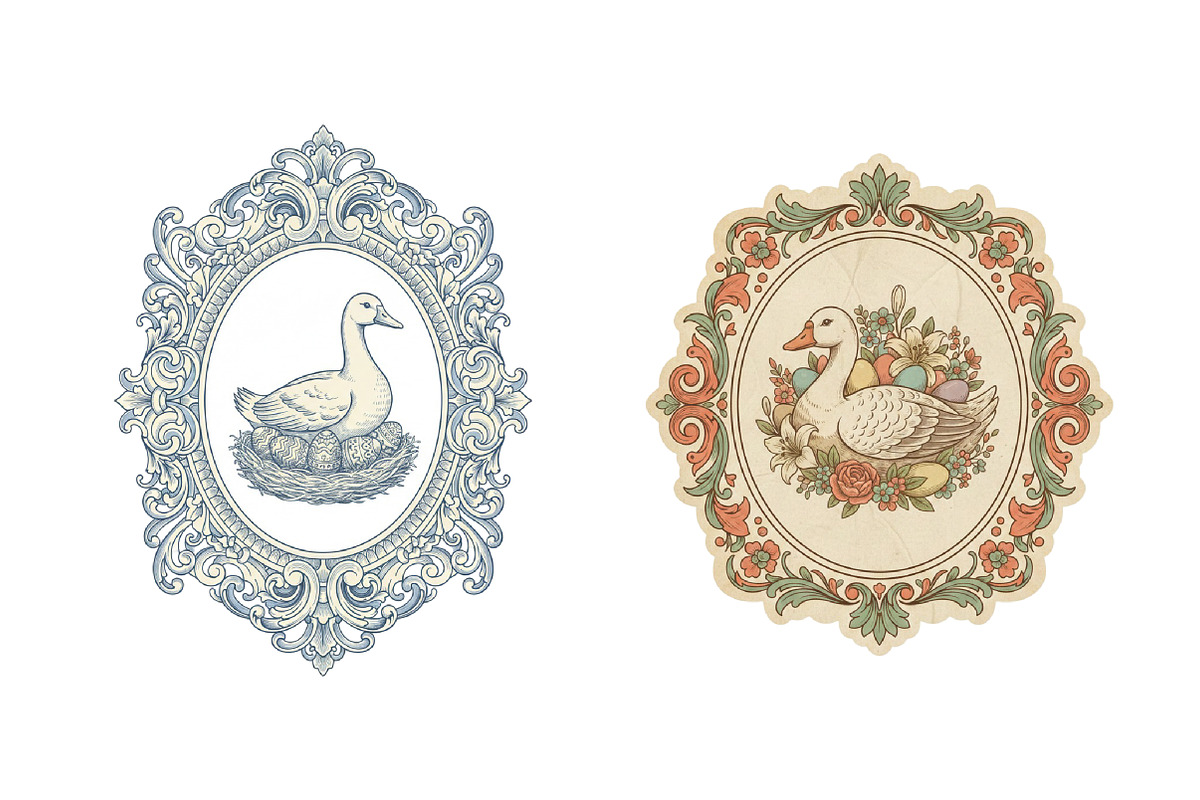 Vintage Happy Easter Goose Label, an Illustration by SinaCreation (Photo 5 of 6)