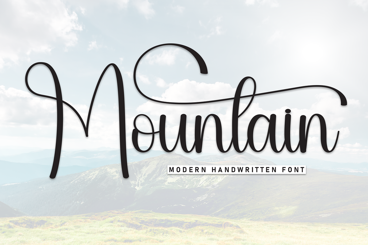 Mountain | Script Font, a Handwritten Font by Scratchones (Photo 1 of 9)