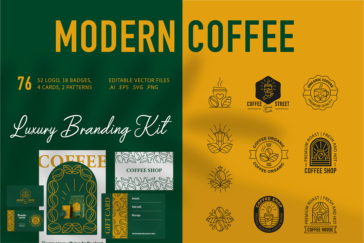 Coffee Line Art Branding Kit, a Branding & Logo Template by Lettering_Logo (Photo 1 of 15)