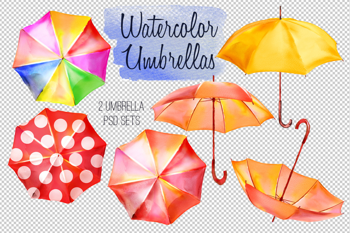 Umbrella. Patterns & sets., an Object Graphic by WatercolorArt (Photo 2 of 4)