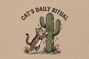 Cat's daily ritual illustration, an Animal Illustration by Vectorlina