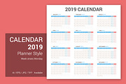 Calendar 2019 Planner Design, a Stationery Template by WORAKAMON Design Studio (Thumbnail 2 of 4)