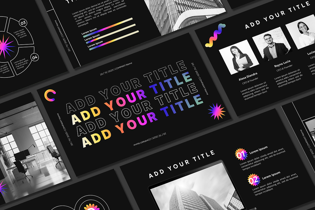 Black Gradient Powerpoint Template, a Presentation Template by SKY CREATION (Photo 1 of 6)