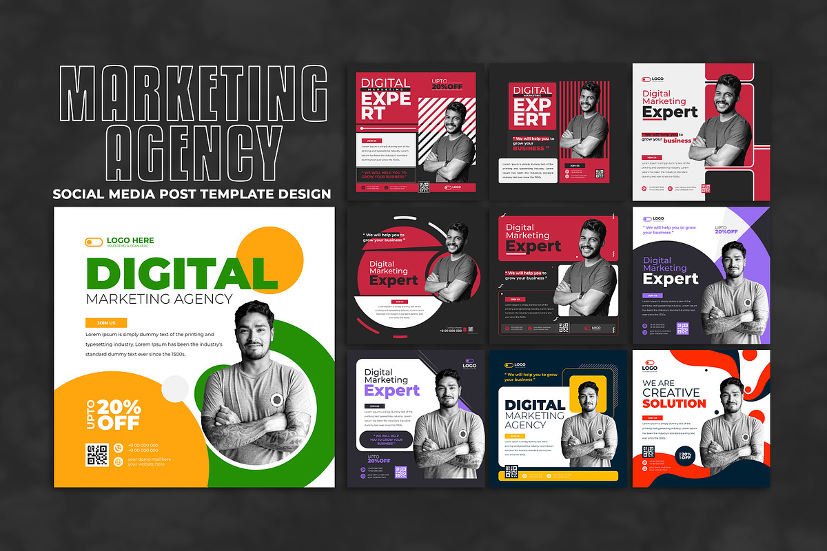 Marketing agency social media post, a Social Media Template by Tanmoy Topu (Photo 1 of 11)