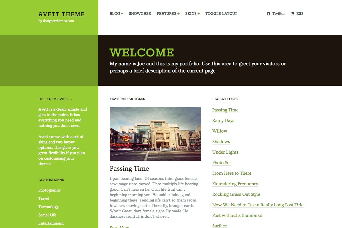 Avett, a Responsive WordPress Theme, a WordPress Template by DesignerThemes.com (Photo 2 of 5)
