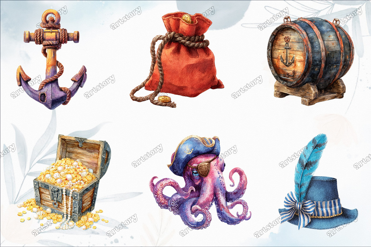Pirate Clipart - Watercolor, a Graphic by designcity5 (Photo 2 of 5)