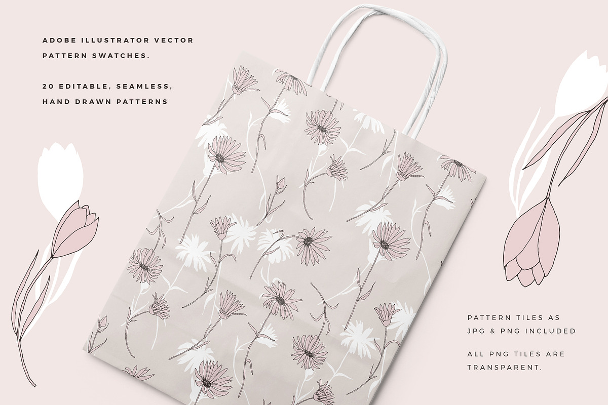 Dainty Floral Patterns Elements, a Pattern Graphic by Youandigraphics (Photo 2 of 17)