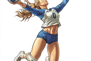 Female Volleyball Player Dynamic Act, a Sports & Recreation Photo by Pixeness Studio
