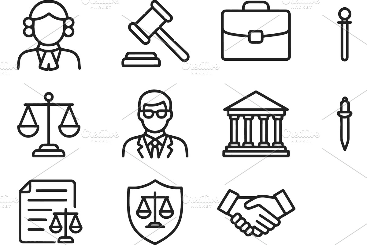 Line icons representing legal, a Finance Illustration by ZinetroN