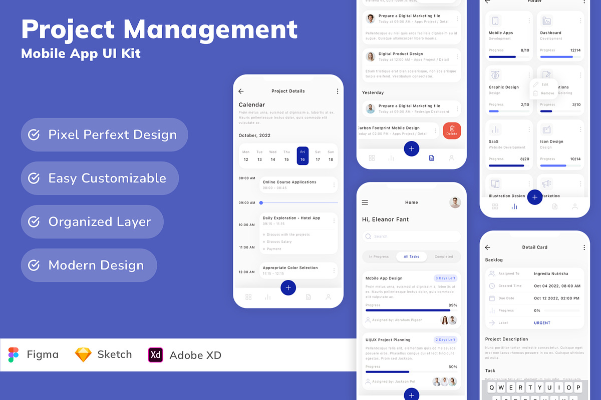 Project Management Mobile App UI Kit, an UI Kit Template by Betush (Photo 2 of 2)