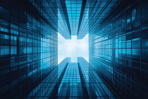 Modern skyscrapers glass architectur, a Photo by Pixeness Studio