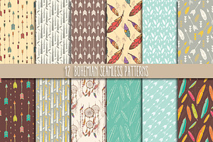 12 Bohemian Seamless Patterns