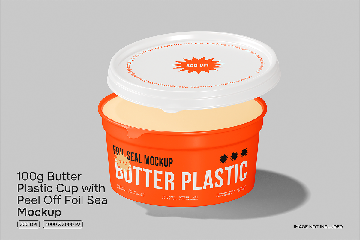 100g Butter Plastic Cup Mockup, a Cups & Container Mockup by Permadi Creative