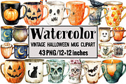 Vintage Halloween Mug Clipart, an Illustration by Design Market (Thumbnail 1 of 3)