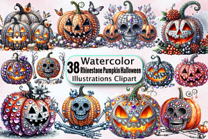 Rhinestone Pumpkin Halloween Sublima, an Illustration by SVGArt