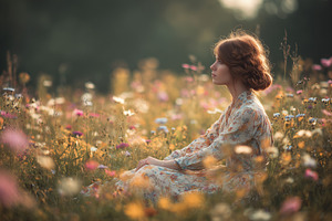 Woman with red hair in a vintage, a Person Photo by MistyDay