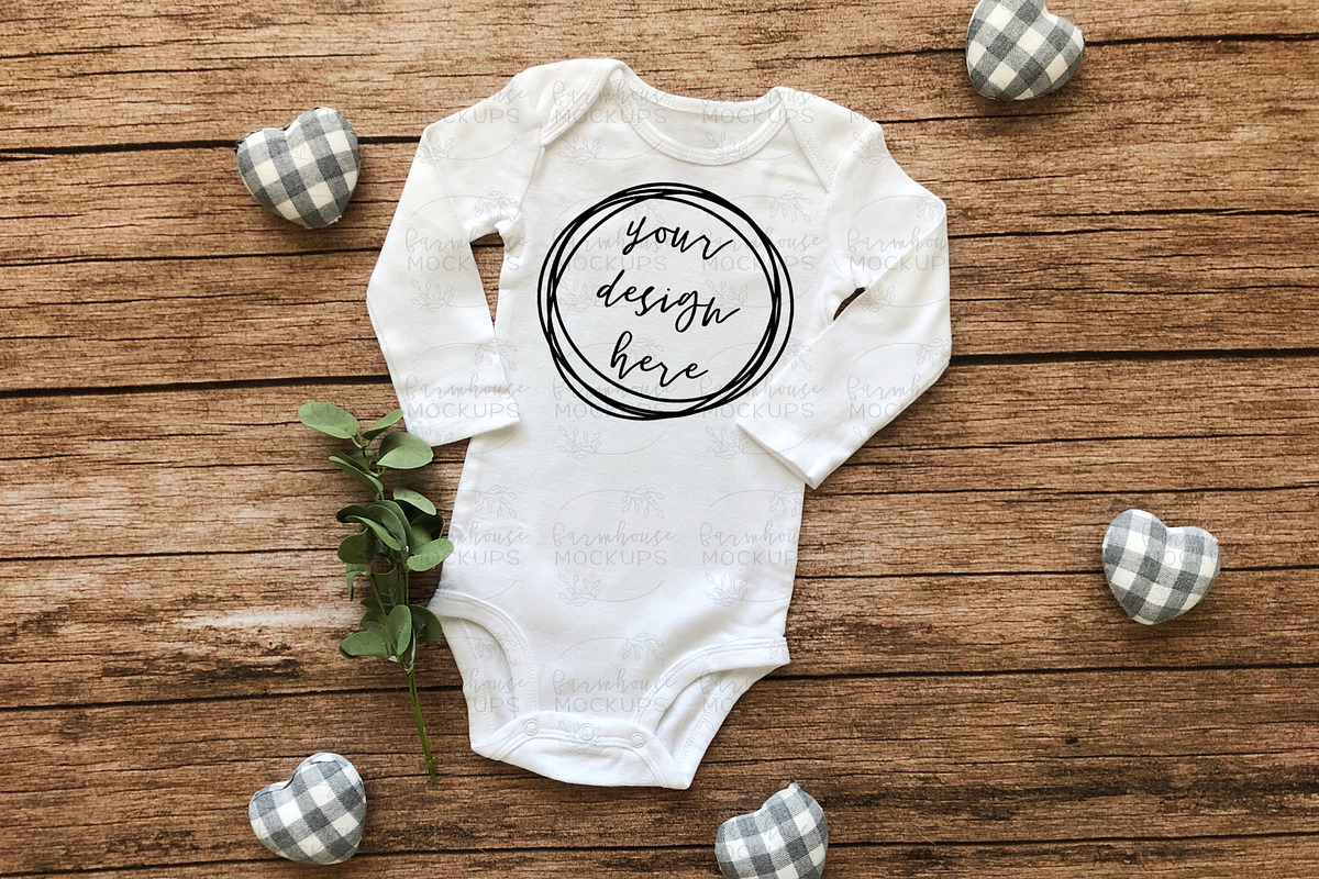 Baby Long Sleeve Onesie Mock Up, a Shirt Mockup by Affinity Grove (Photo 6 of 11)
