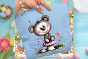 Whimsical Spring Teddy Bear Clipart, an Animal Illustration by designcity5 (Thumbnail 3 of 5)