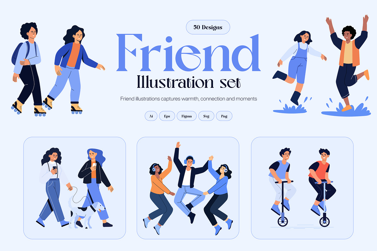 Friends Illustration Art Set, a Person Illustration by Brickclay (Photo 1 of 9)