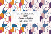 3D Geometric Cube Abstract Pattern, a Pattern Graphic by StudioGlouna (Thumbnail 1 of 9)