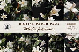 White Jasmine Seamless Pattern