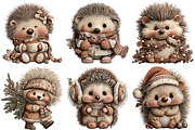 Funny Christmas Hedgehog Clipart, an Illustration by Craft Nest (Thumbnail 7 of 9)