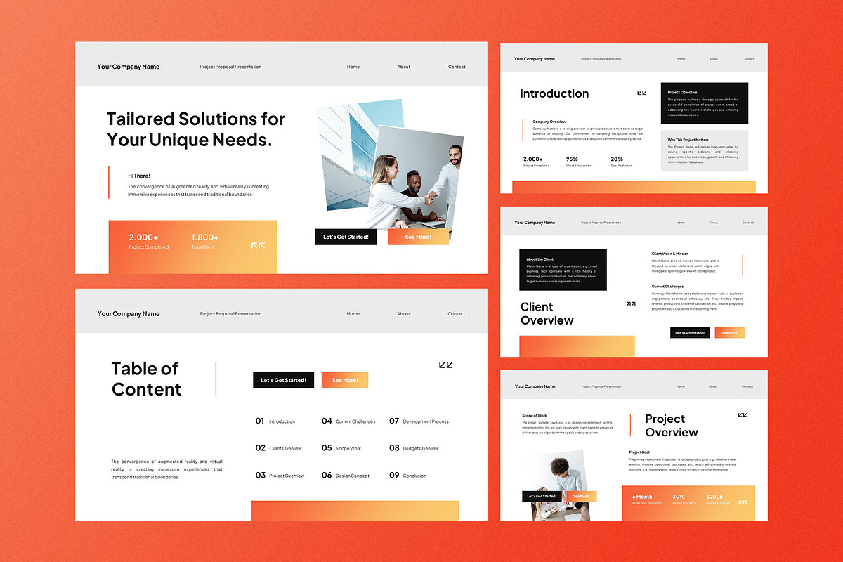 White Orange Project Proposal PPT, a Presentation Template by Aiyari Graphic (Photo 2 of 5)