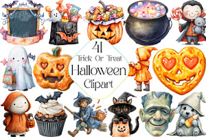Halloween Trick or Treat Clipart, an Illustration by DreamPrint404