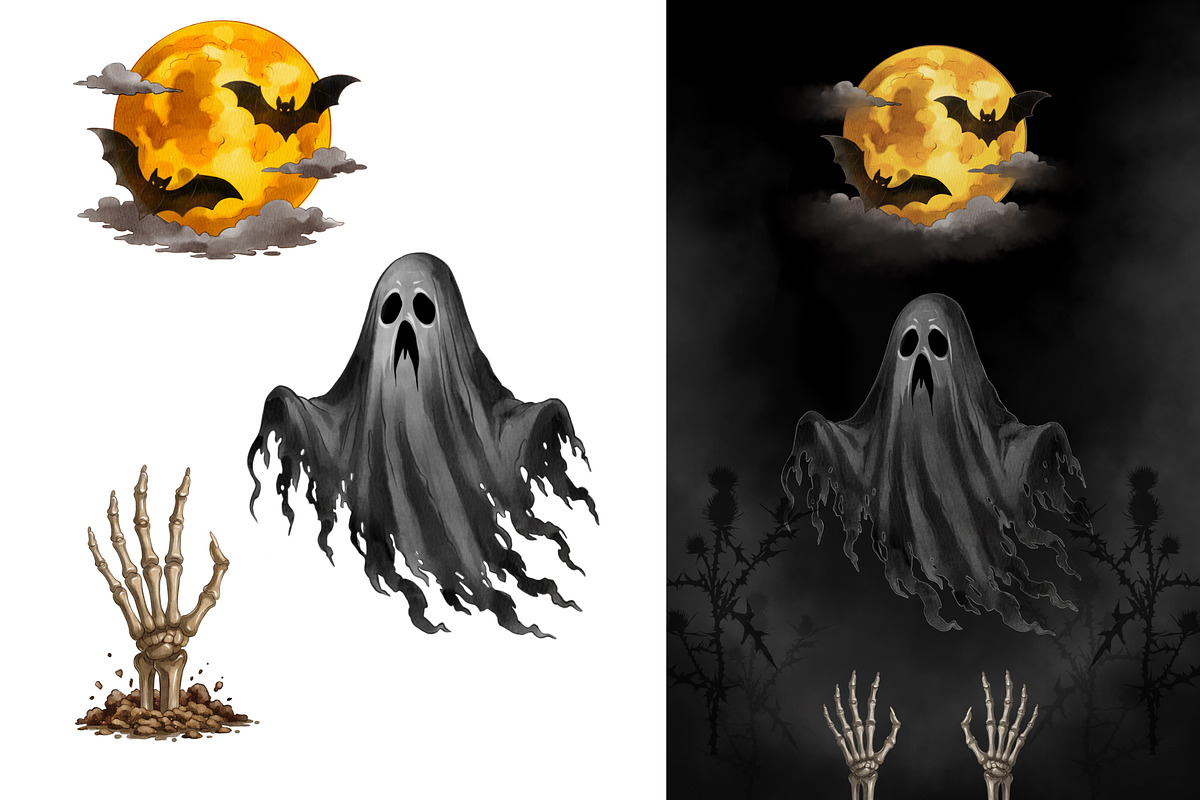 Halloween Watercolor Collection, a Seasonal Illustration by IrynaPanashii (Photo 8 of 19)