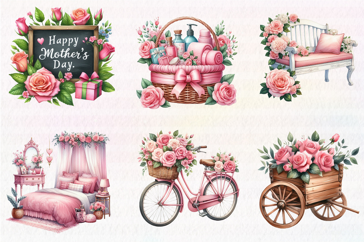 Pink Roses Pamper Time Clipart, an Illustration by CreationArt (Photo 3 of 6)