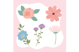 set with flowers, an Illustration by studiogstock