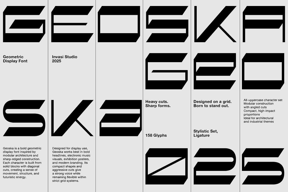 Geoska – Sci-fi Display Font, a Sans Serif Font by Invasi Studio (Photo 1 of 10)