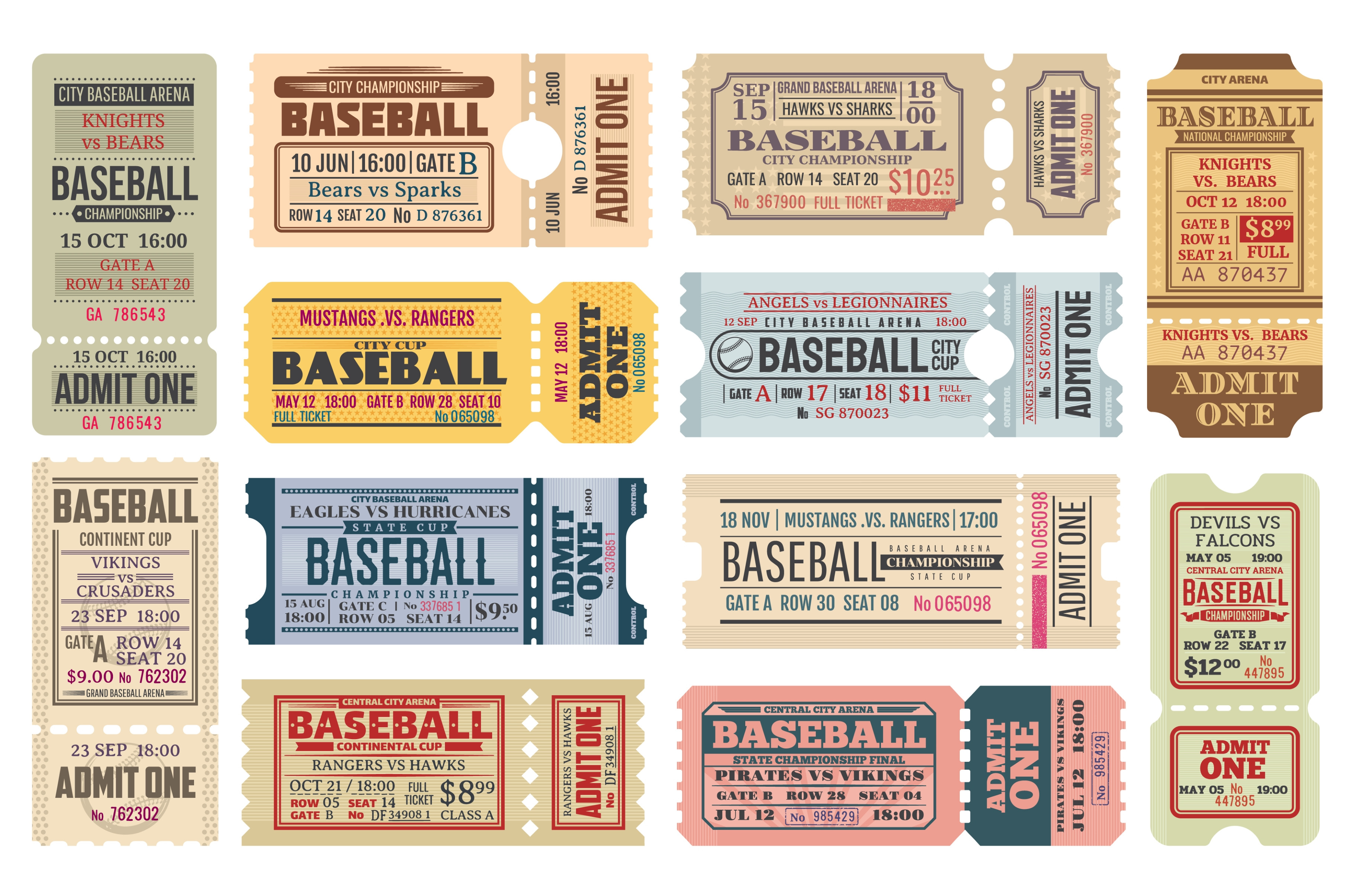 Vintage Tickets Of Baseball by Vector Tradition  Creative Market