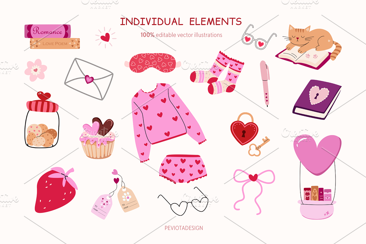 Valentines Day vector illustrations, a Seasonal Illustration by Peviotadesign (Photo 2 of 14)