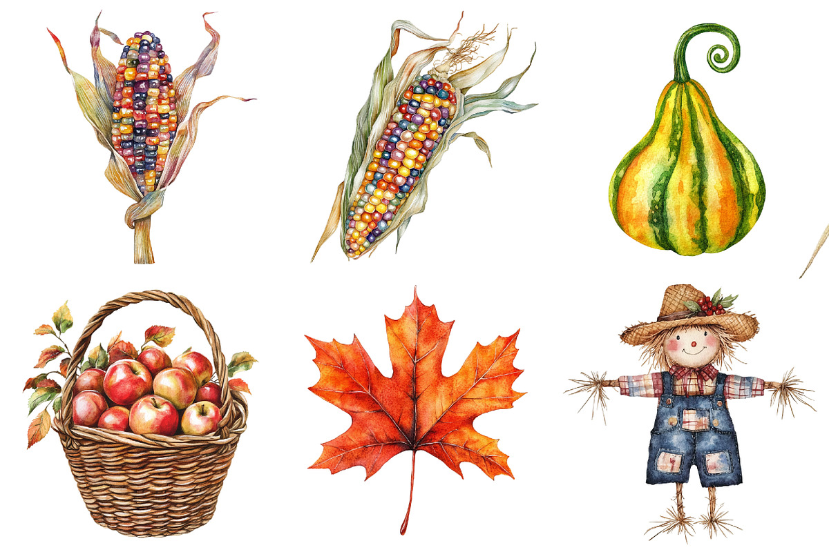 Watercolor Thanksgiving Harvest, a Seasonal Illustration by CitraGraphics (Photo 5 of 7)