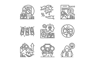 AML anti money laundering icons, a Finance Illustration by Vector Tradition