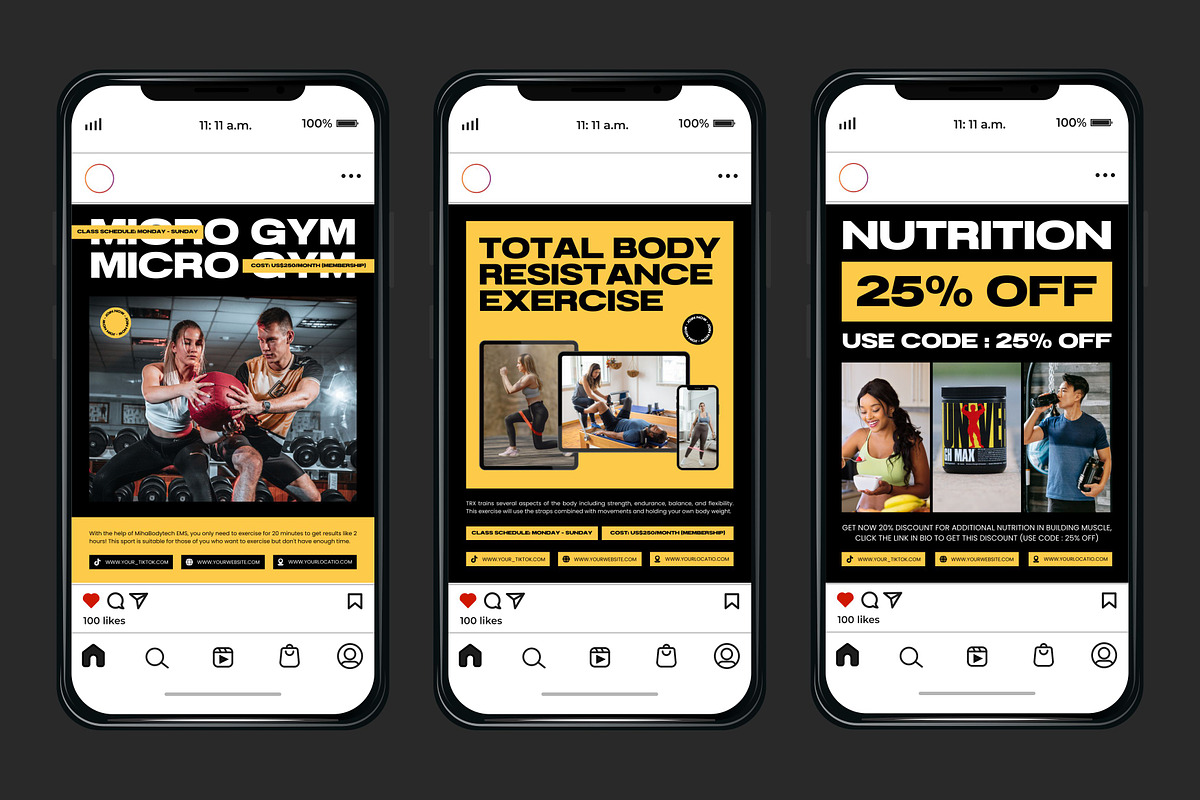 Fitness Yellow Template, a Social Media Template by Kalubuak (Photo 6 of 10)