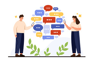 Mobile Chat Communication Concept, a Technology Illustration by Flashvector
