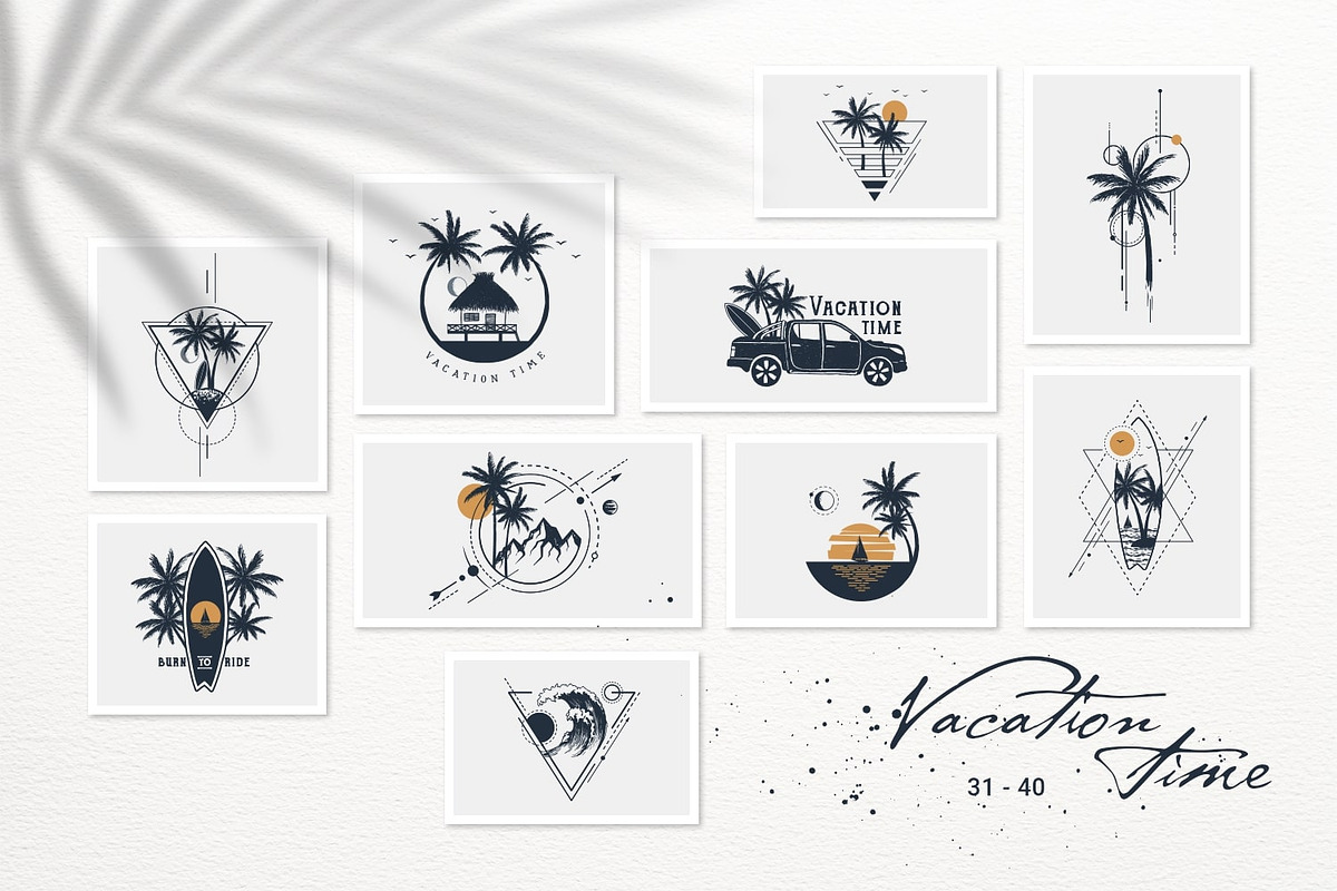 Vacation Time. 50 Logos & Badges, an Illustration by Cosmic Store (Photo 8 of 11)